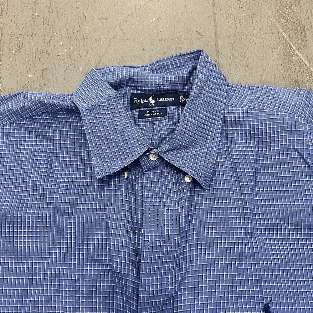 Polo Ralph Lauren Long Sleeve Button-Down Shirt XXL Blue with‎ White Stripes